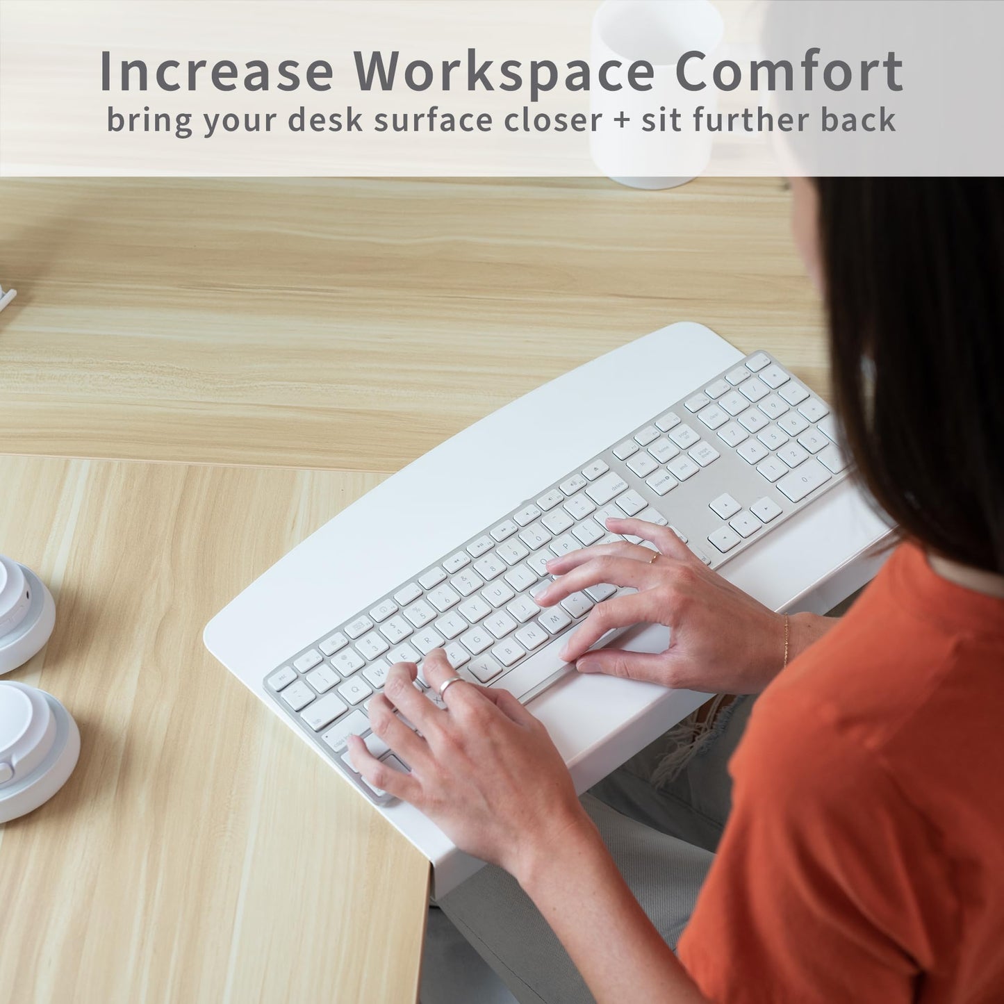 VIVO 17 inch Corner Desk Connector Sleeve for Keyboard Tray Mount on L-Shaped Workstation, Home Office, White, DESK-AC07SW