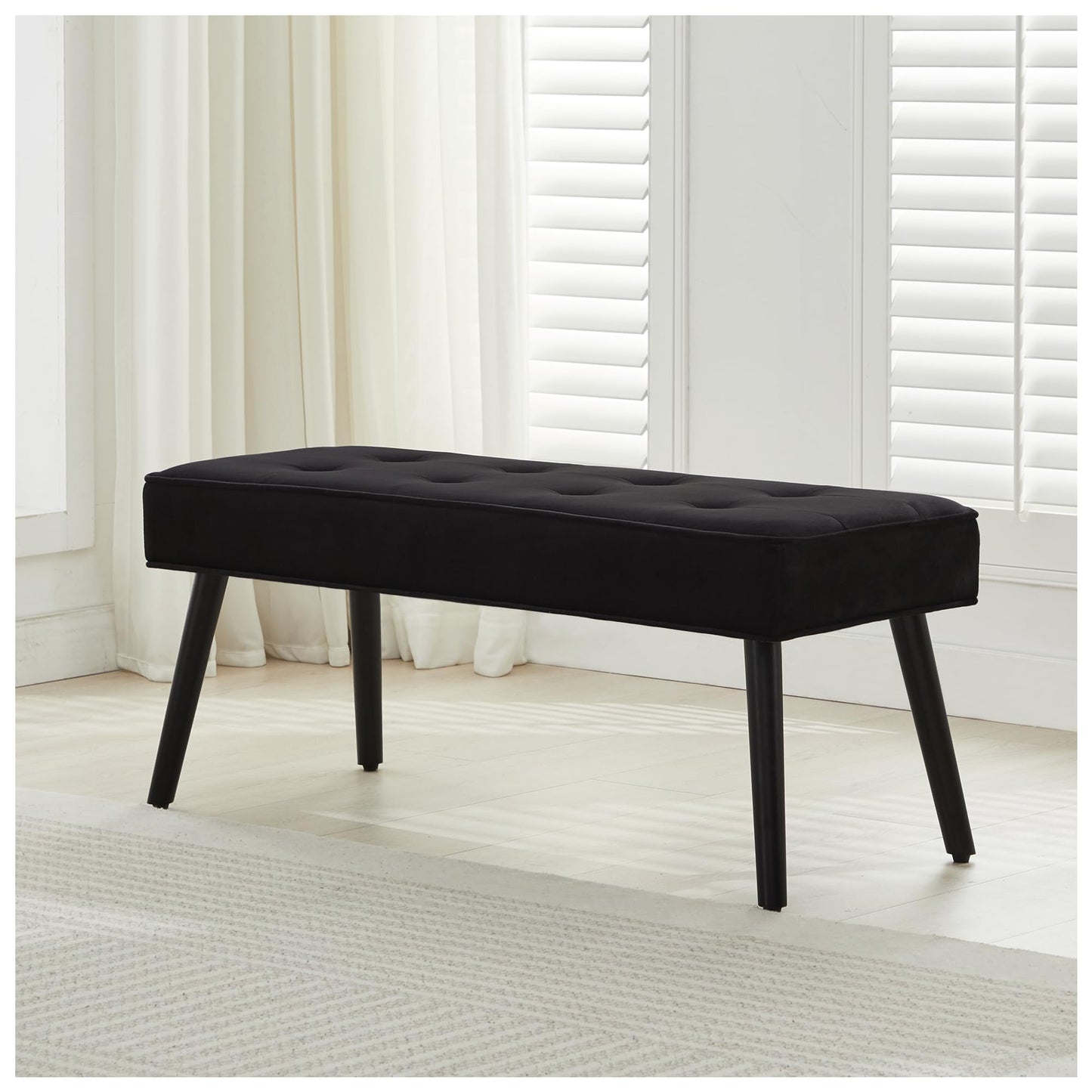 UDAX 40'' Upholstered Bench, Entryway Ottoman with Wooden Legs for Living Room, End of Bed Bench