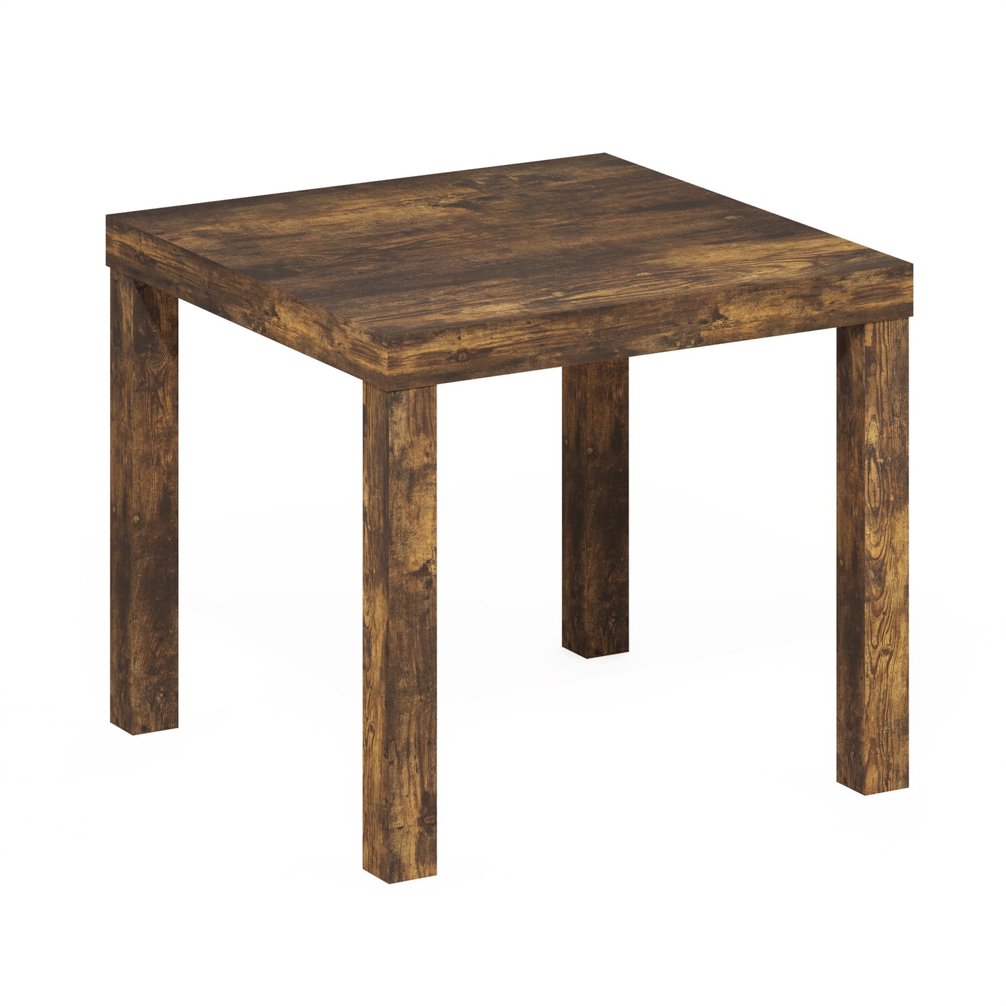 Furinno Classic Side Table, Square Modern End Table with 1.8" Triple Thick Tabletop, Simple Night Stand, Bedside Table, Toolless Assembly, for Living Room, Bedroom, Amber Pine