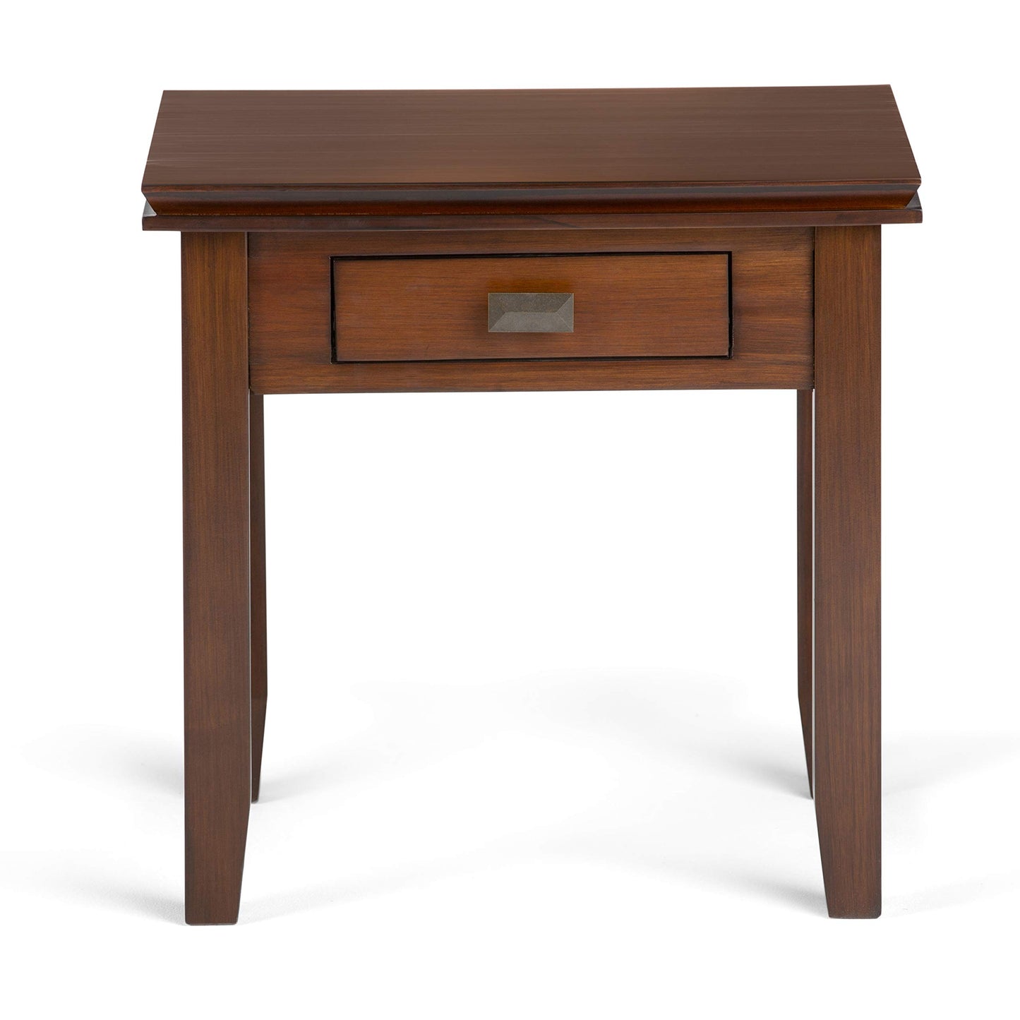 SIMPLIHOME Artisan End Table - 21 inch Wide Solid Wood Square Side Table with Drawer in Russet Brown, Transitional Nightstand or Lamp Stand for Living Room, Bedroom, or Entryway with Tapered Legs