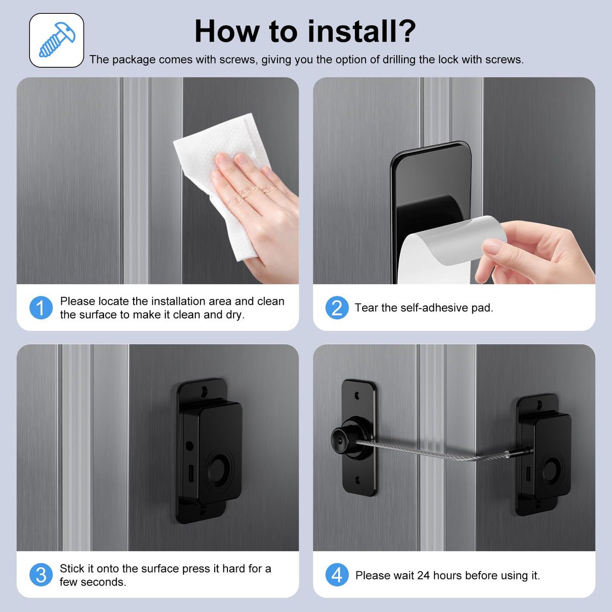 Larimuer Fingerprint Fridge Lock - Child & Pet Proof Security for Drawers, Cabinets, Ovens, Toilet | Smart Biometric& USB Key | Easy Install | Quick Unlock (Black, 1 Pcs)