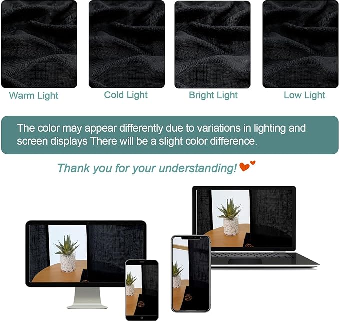 Chyhomenyc Black Semi Sheer Curtains 72 Inch Length 2 Panels Set, Light