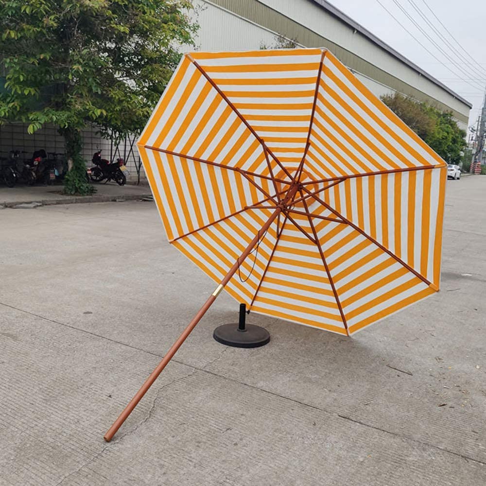 LSLYTQ 2.7M Striped Patio, Outdoor Umbrella Patio Market Table Umbrella, Solid Wooden Pole, 8 Ribs,Outdoor Sun Shade For Garden, Lawn, Deck, Backyard&Pool good