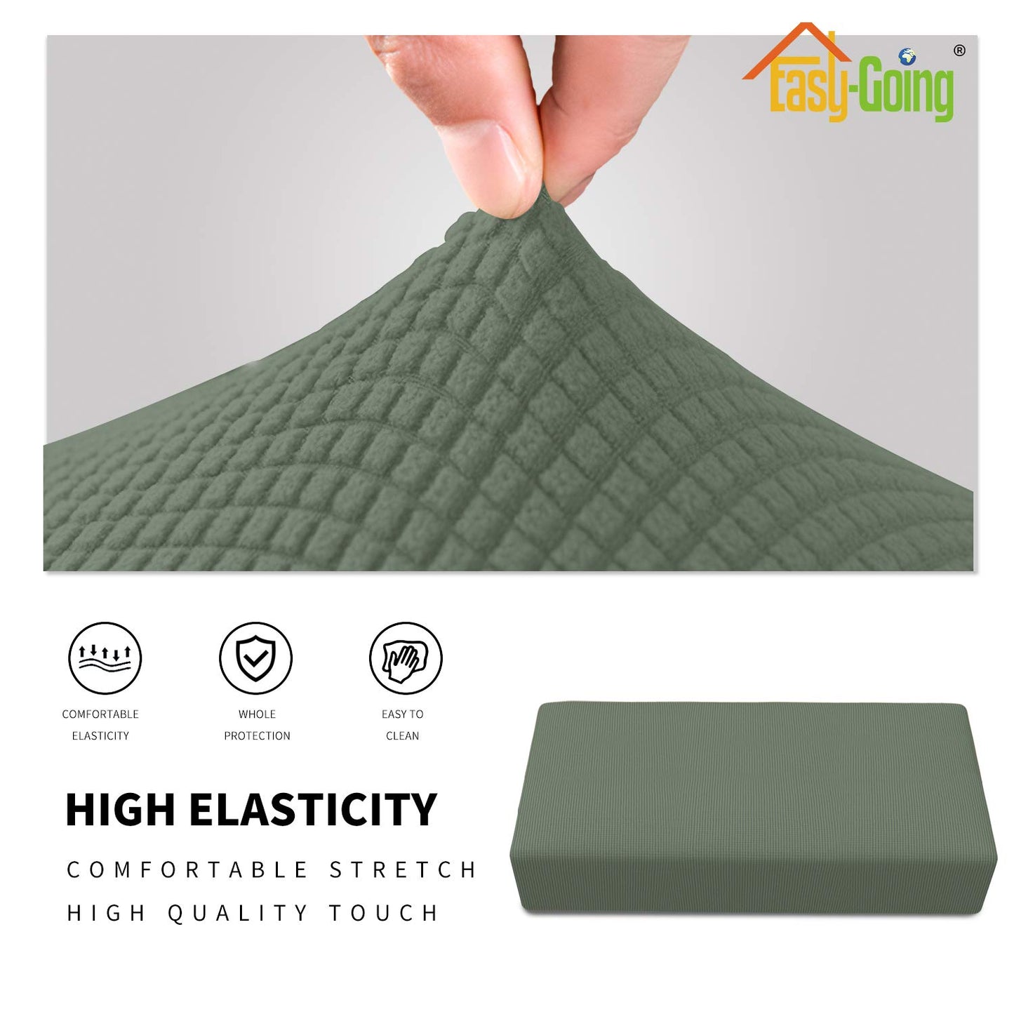 Easy-Going Stretch Ottoman Cover Folding Storage Stool Furniture Protector Soft Rectangle slipcover with Bottom (XX-Large,Greyish Green)