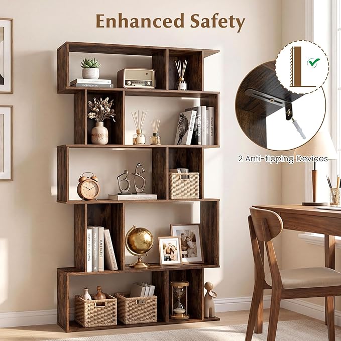 Giantex 5-Tier Bookshelf, 10-Cube Geometric Book Case
