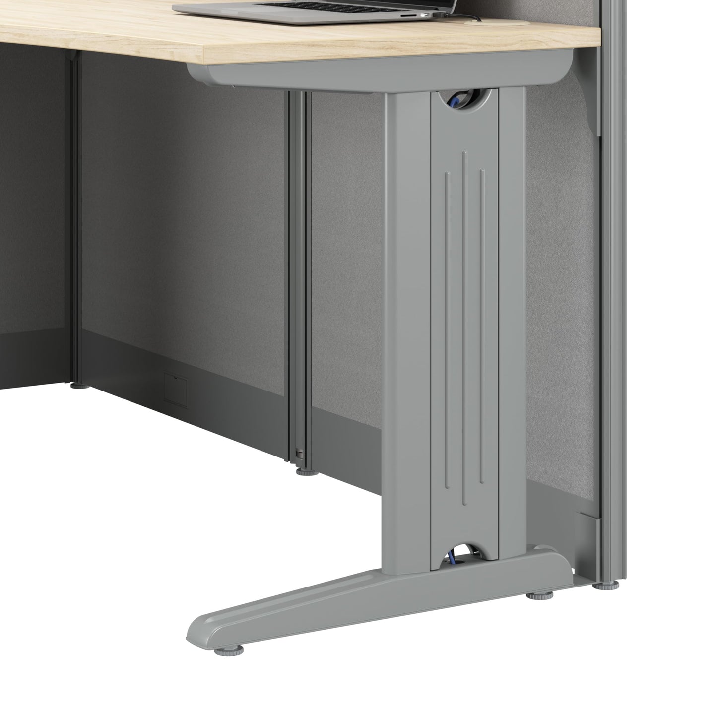 Bush Business Furniture Office in an Hour 3 Person L Shaped Cubicle Desks with Storage, Drawers, and Organizers in Mocha Cherry | Triple Workstation Set with Privacy Panels for Commercial Workspace