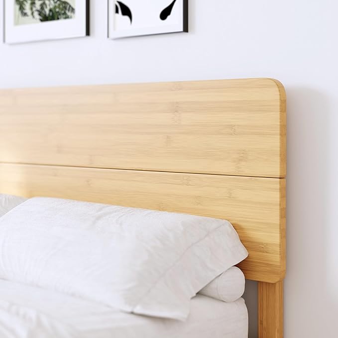BOSRII 14in High Solid Bamboo Wood Platform Twin XL Bed Frame