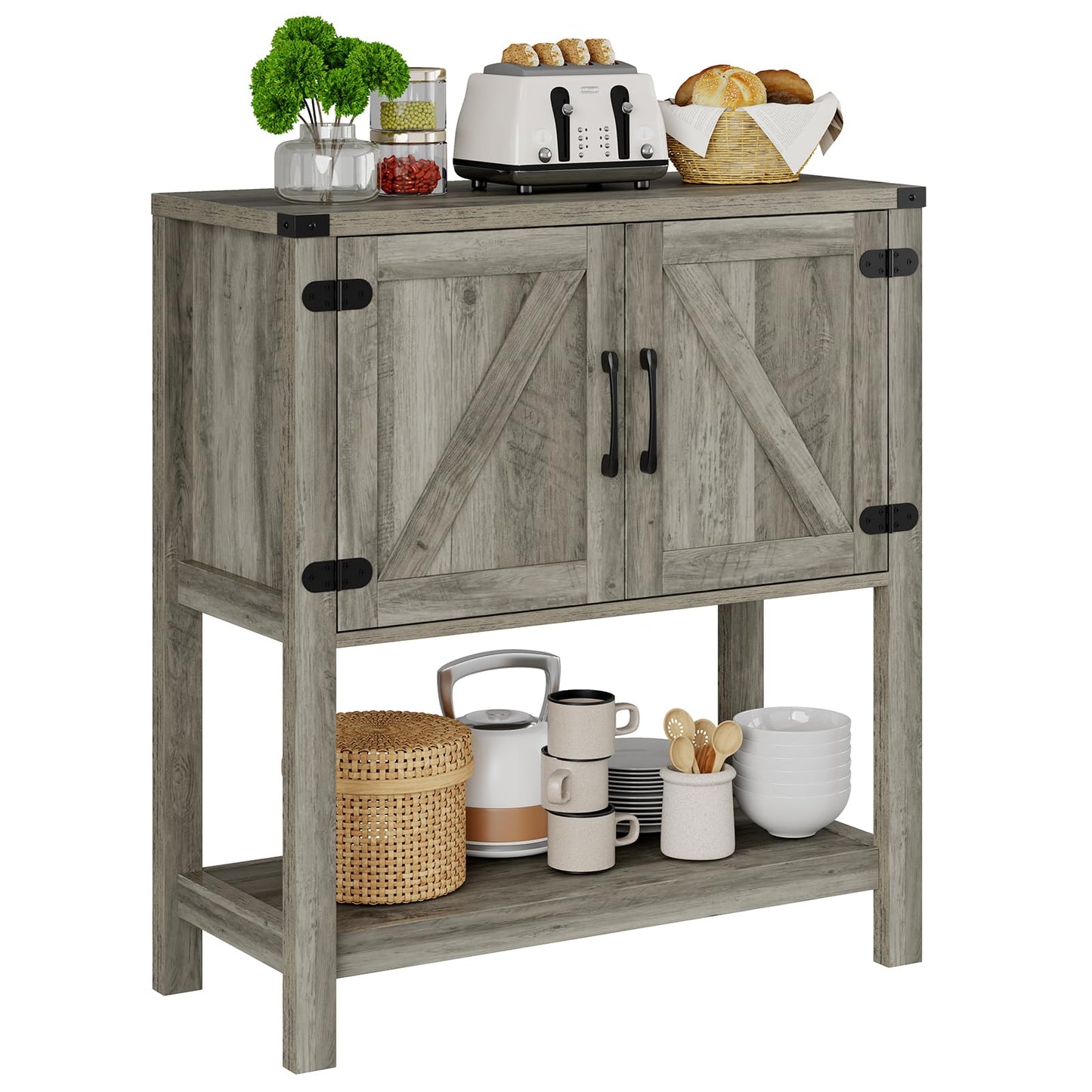 Mufico Console Table with 2-Door Cabinet Coffee Bar Cabinet Sofa Table,Entryway Table with Storage, Farmhouse Buffet Sideboard (Grey)