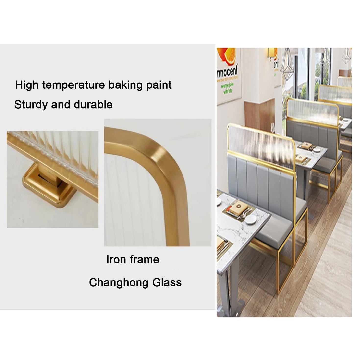 Gold Dining Area Dividers - Decorative Partition Panel, Countertop Screen for Office, Restaurant & Hotel - 19.7"x27.6" Privacy Fence