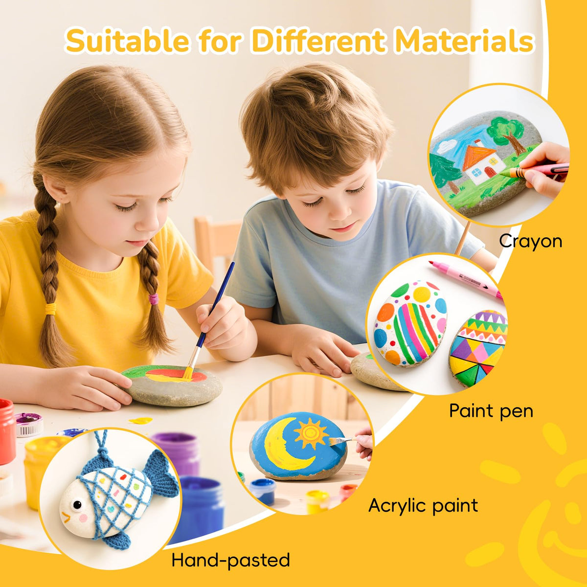 Simetufy 15 Pcs Large Rocks for Painting, 4-5 Inch River Rocks Painting Stones Smooth Flat Rocks for Painting, Natural Rocks to Paint for Arts DIY Crafts Kids Painters
