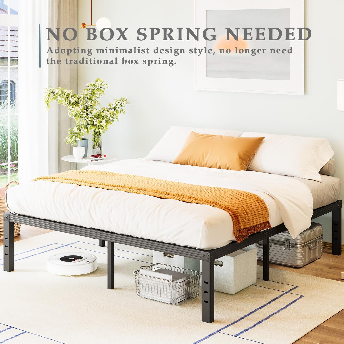 FSCHOS 12 Inch Metal Platform Full-Size Bed Frame, No Box Spring Needed, Heavy Duty Easy Assembly, Noise Free, Black