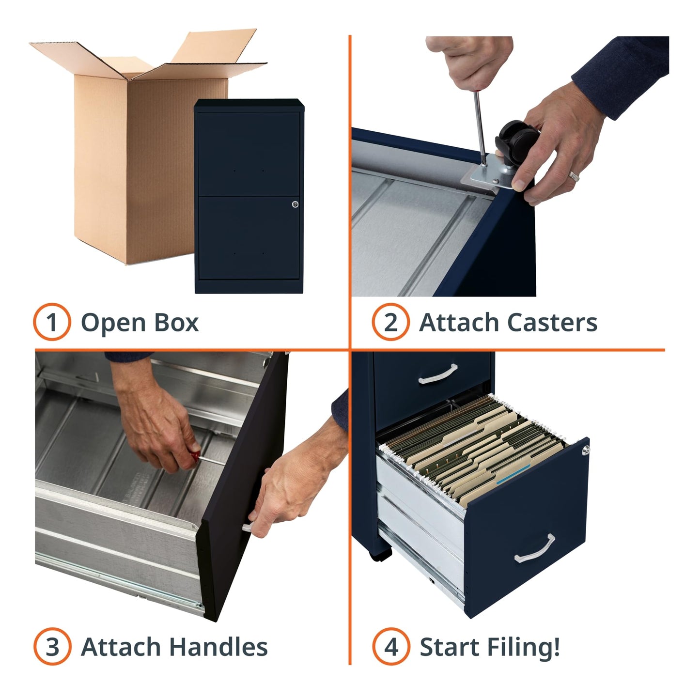 Lorell LYS SOHO File/File Mobile File Cabinet, Navy