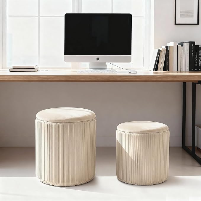 CAROLMADE Set of 2 Round Ottoman