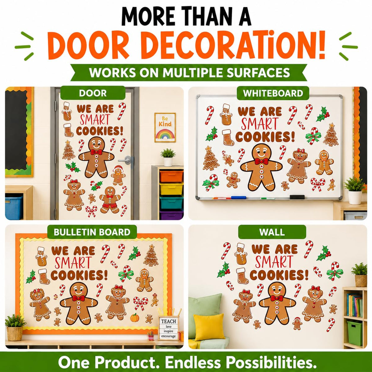 Hello Hallway Classroom Door Decorations for Teachers, Christmas | Reusable Peel & Stick Door & Whiteboard Decor Kit | Preschool Pre-K Kindergarten Classroom Decor | Teacher Supplies