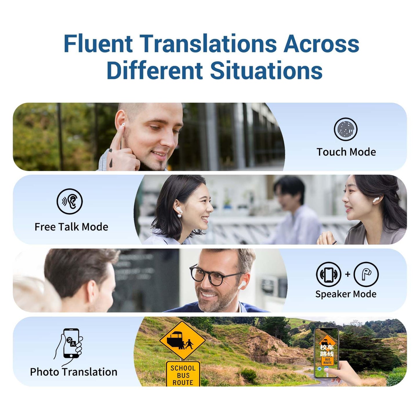 Anfier AI Translation Earbuds Real Time M6 Translator Earbuds Support 144 Languages for Android iOS Online|AI|Voice| Photo Translation for Business,Travel & Language Learning M6 Online Black