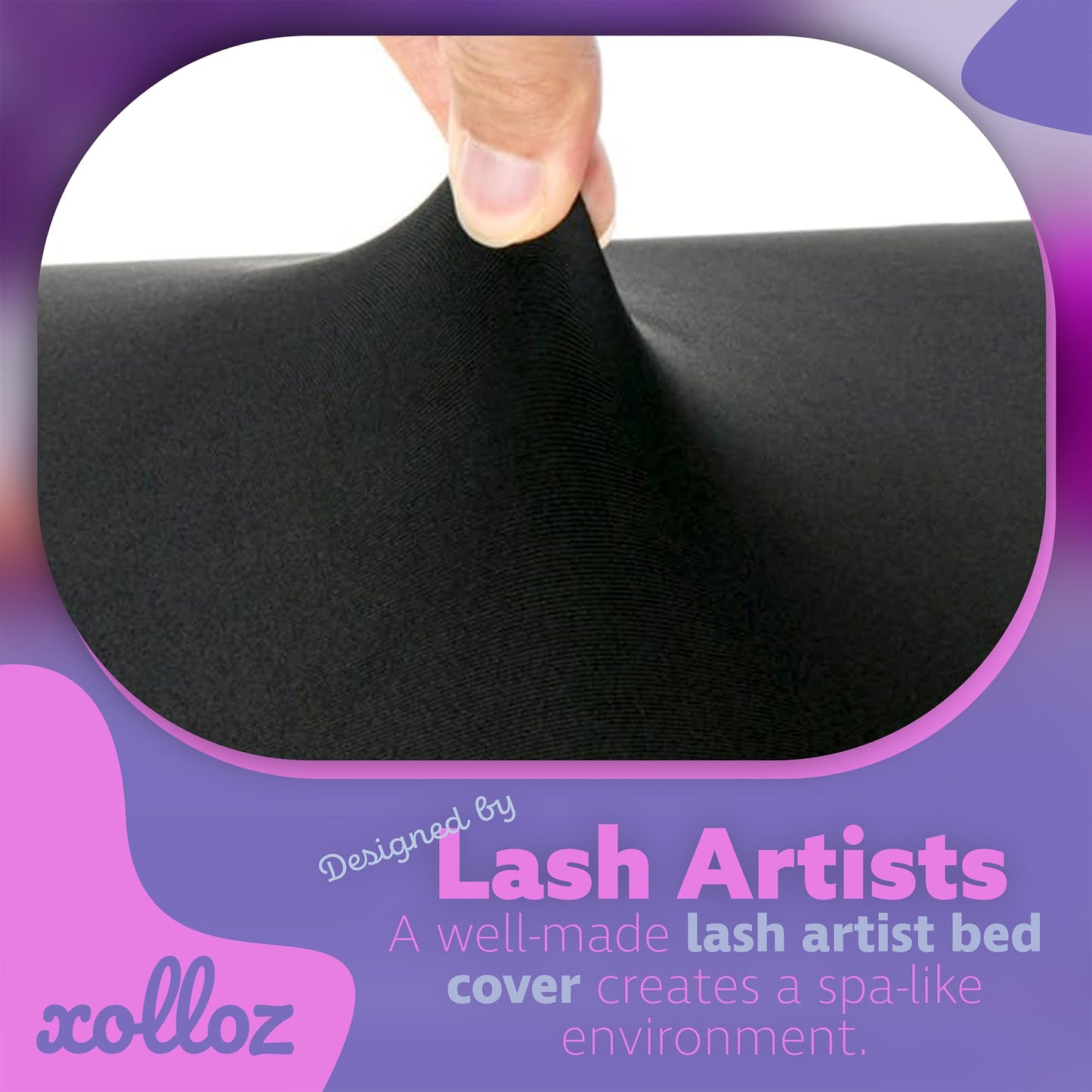 Massage Table Cover – Black Stretch 6ft Cover for Massage Bed, Lash Bed Topper for Spa or Salon, Fitted Table Wrap, Compatible with 6ft Folding Beds, Durable and Professional Look
