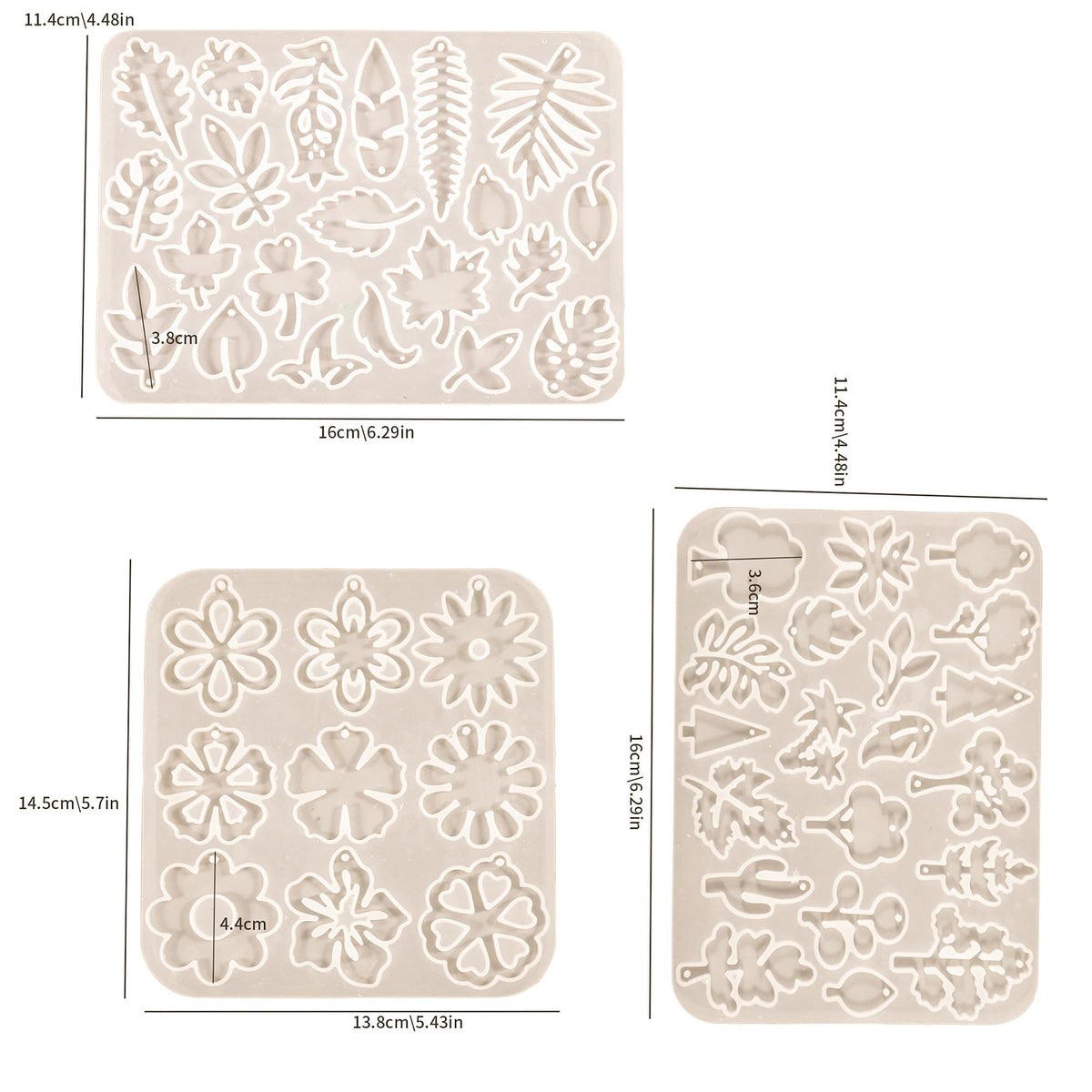 3 Pack Leaf/Flower/Tulip Pendant Earring Nacklace Resin Mold - Resin Casting Silicone Molds for Home Decor & Candle Making Wave Spiral Mold