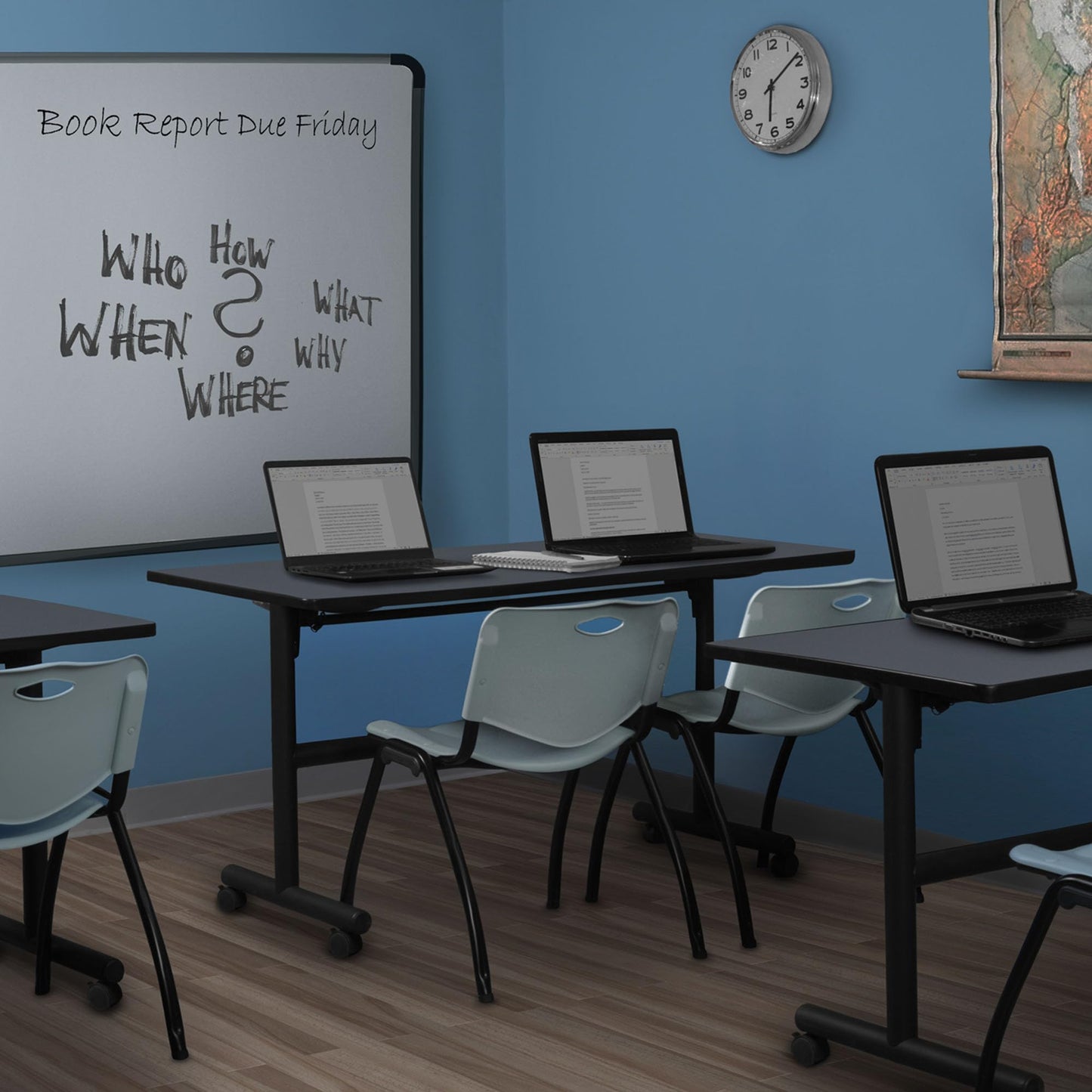 Regency Kobe 60 x 30 in. Flip-Top Training Nesting Table- Grey