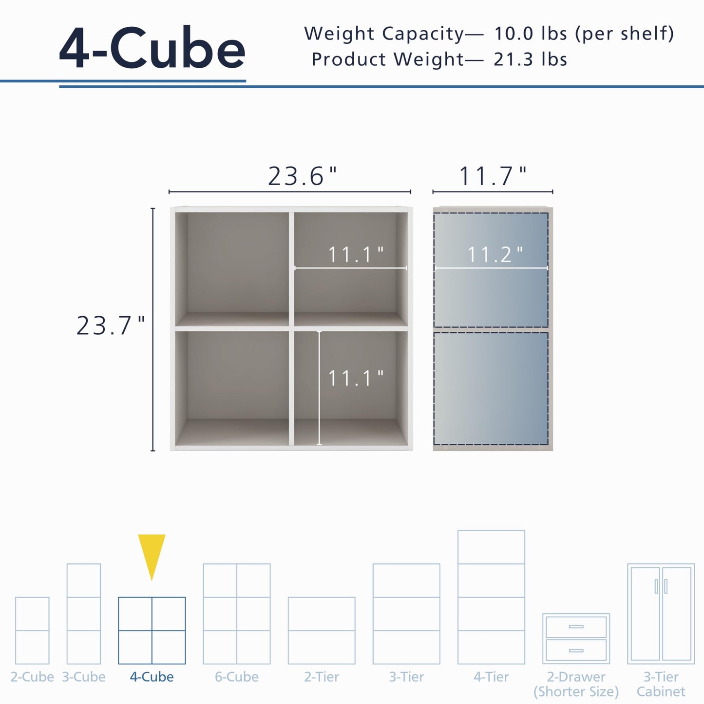 Homes: Inside + Out Apexa 4-Cube Storage Organizer Shelves, Stackable Wood Bookcase Fits Cubby Bins for Organization, Dorm Teen Room Decor & Home Office, Taupe Grey