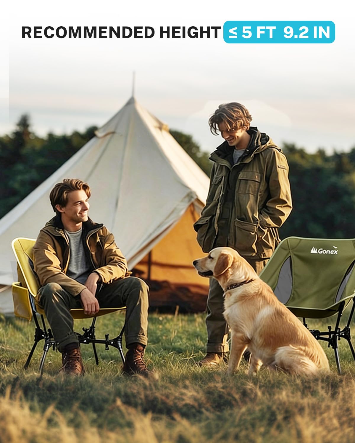 Gonex Portable Camping Chair, The 5th Gen Ultralight Compact Backpacking Foldable Lightweight Folding Chair for Outdoor Camp Hiking Beach Picnic Concert, Supports 330lbs (Army Green, 2 PCS)