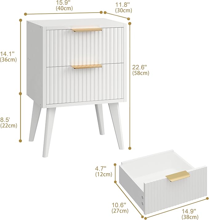 YAUKOMEL Fluted Nightstand