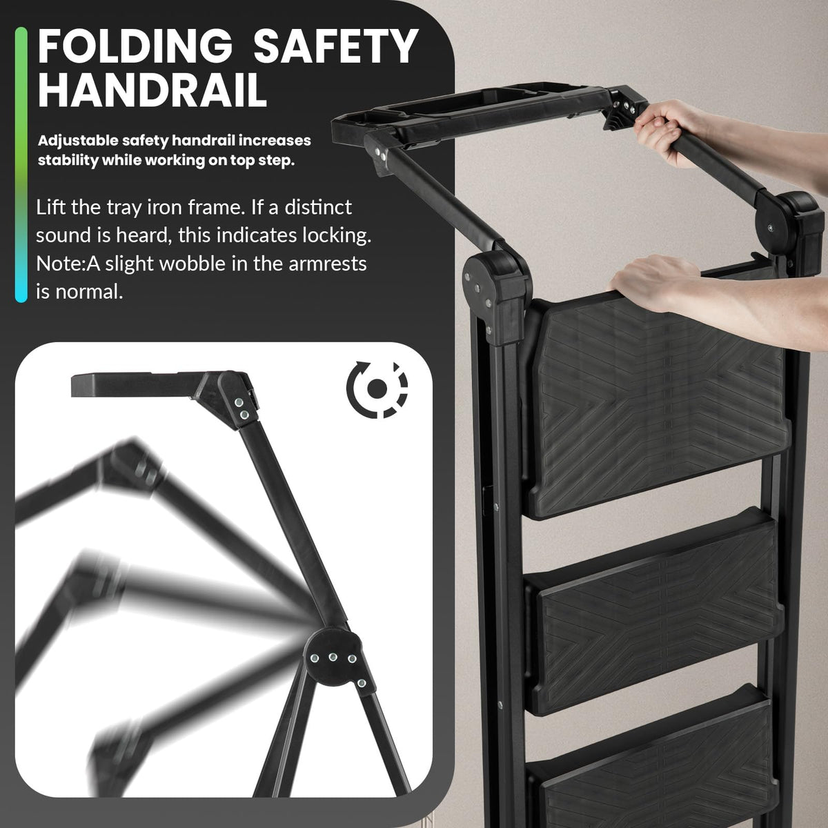 XinSunho 4 Step Ladder, Foldable Handrail & Tool Tray Stool Ladders with Anti-Slip Wide Pedal, 660 lbs Sturdy Steel Ladder for Home Kitchen and Outdoor