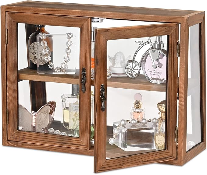 MOOCA Wood and Glass Display Case, Double Door