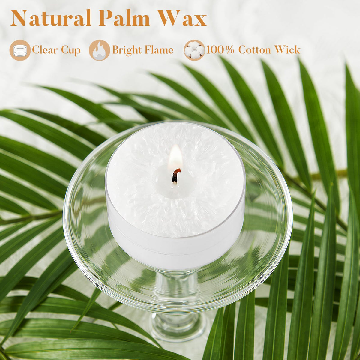 Ashlux Unscented Palm Tea Lights Candles, 16 Packs with Ice Flower Texture