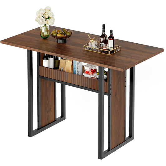 YATINEY 47.2 Inch Dining Table for 4, Kitchen Table with Storage, Morden Dining Room Table, Easy Assembly, Walnut CZ01BH