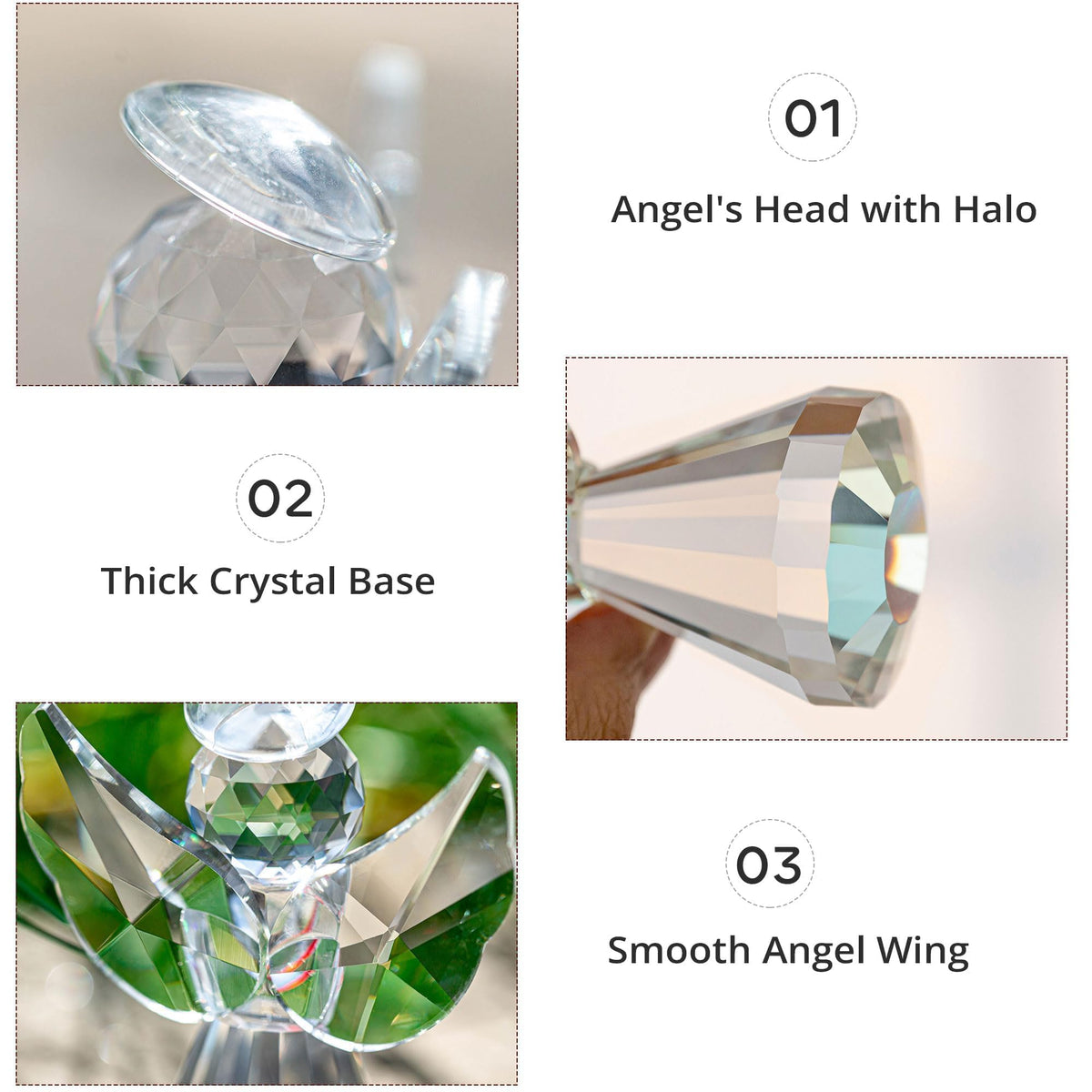 HDCRYSTALGIFTS 3.3inch Crystal Guardian Angel Figurine Art Glass Angel Ornaments Statues for Mom Women Home Table Paperweight Decoration Collectible,Clear