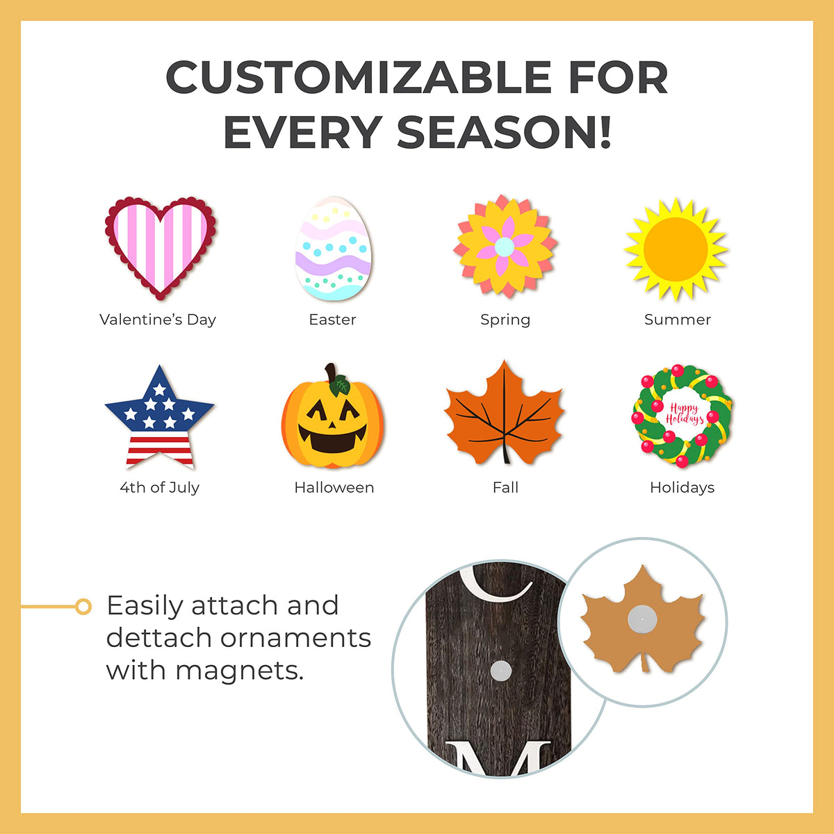 Extra Large 5FT Premium Wooden Interchangeable Welcome Sign for Front Door Porch Sign - 5 ft (58 x 11 Inch) 8 Magnetic Seasonal Tiles, Fall Porch Signs, Holidays and Seasons, Weather Resistance Standing welcome sign Outdoor and Indoor (Gray)