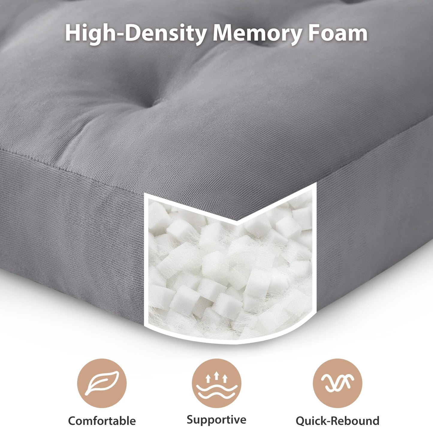 SM-XLHN Meditation Floor Pillow Set of 2, Square Large Pillows Seating for Adults, Meditation Cushion Pillow,Tufted Corduroy Cushion for Tatami Living Room or Yoga, Light Gray, 22x22 Inch