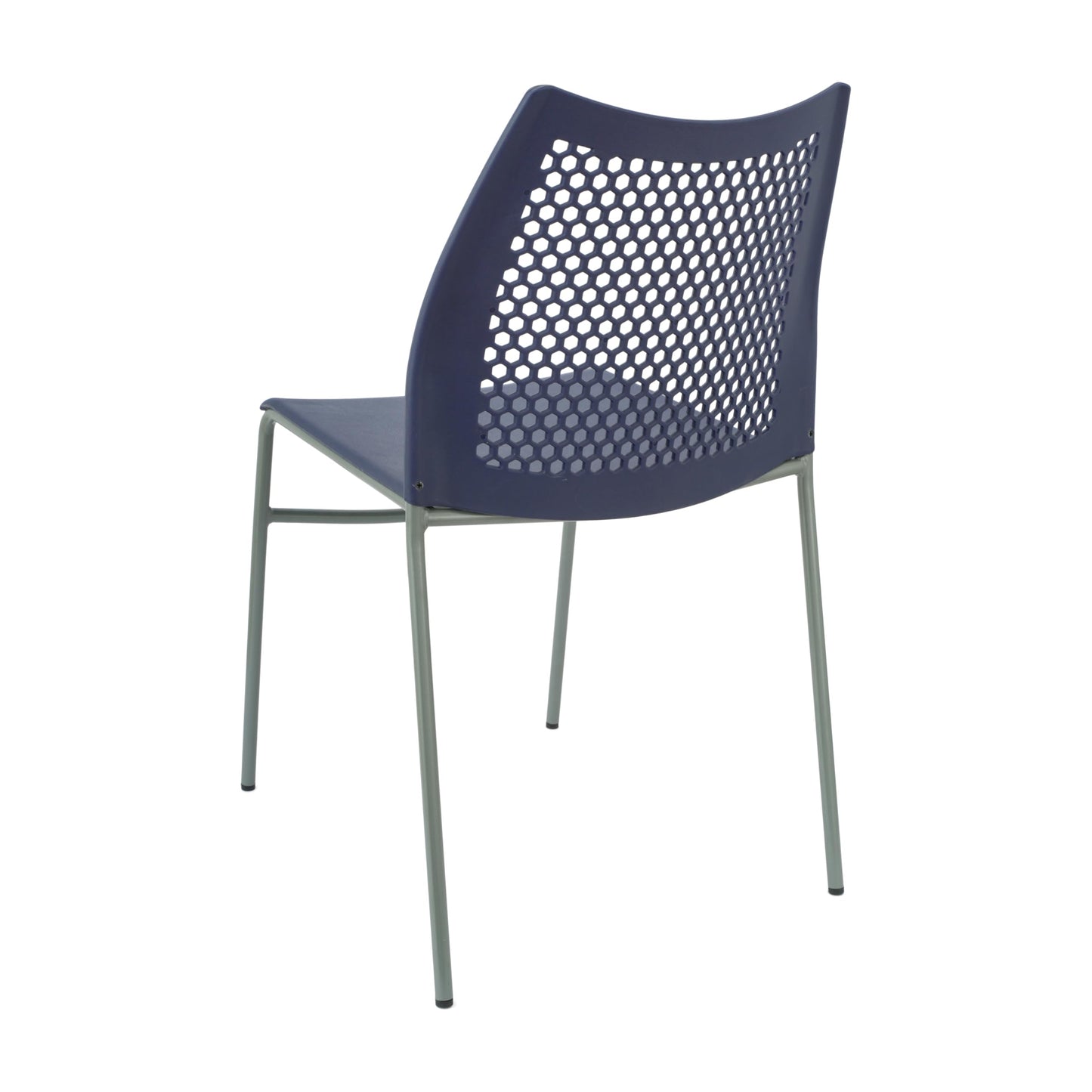 Flash Furniture Hercules Stacking Chair with Vented Backrest and Gray Powder Coated Steel Legs with Integrated Support Bar, Commercial Portable Chair - Set of 5, Navy