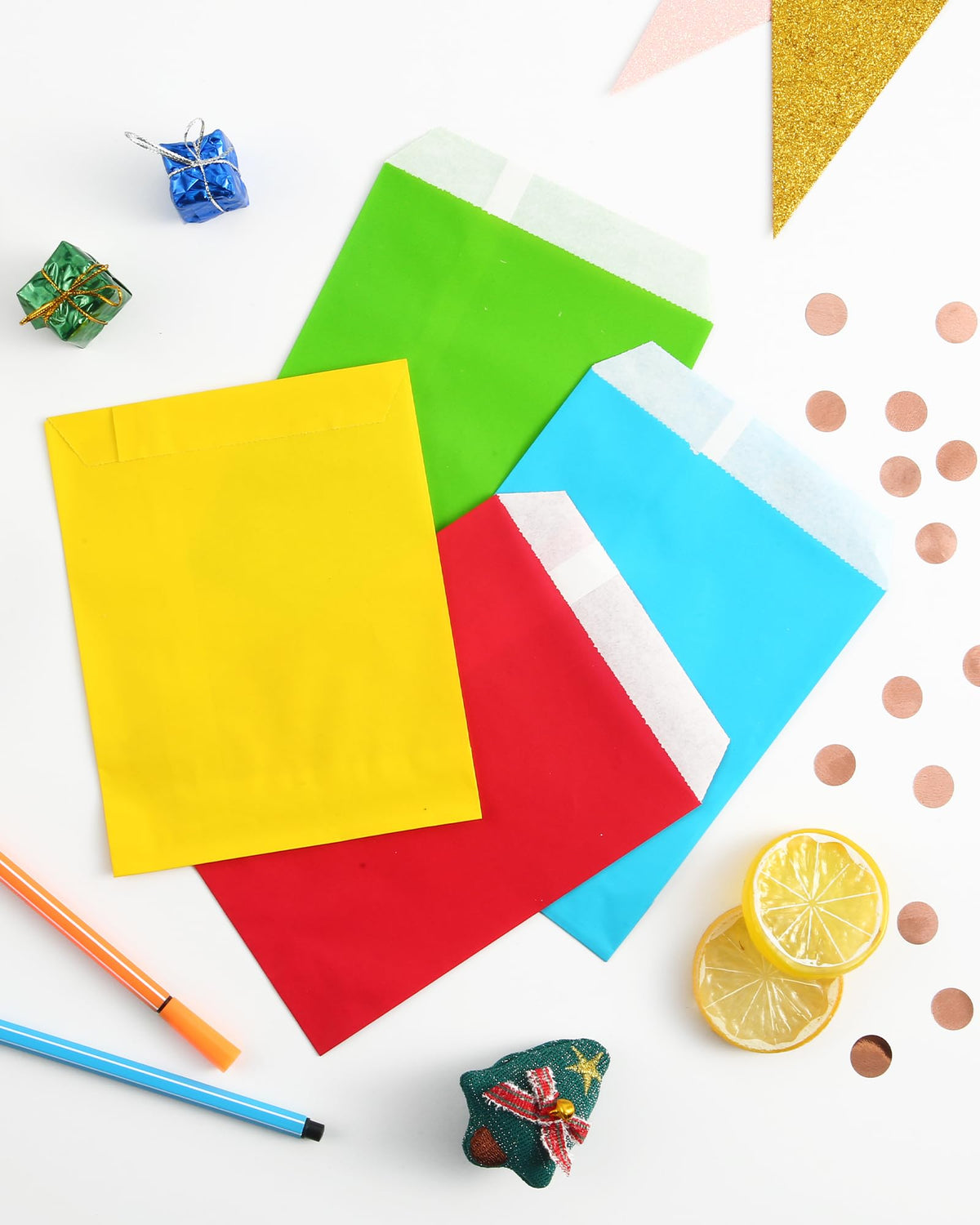 KEYYOOMY 4x6 Inch Paper Treat Bags Green Candy Bags 100 Pack Candy Buffet Bag Small Paper Cookie Bag for Halloween Christmas Party (100 CT, 4x6 Inch)