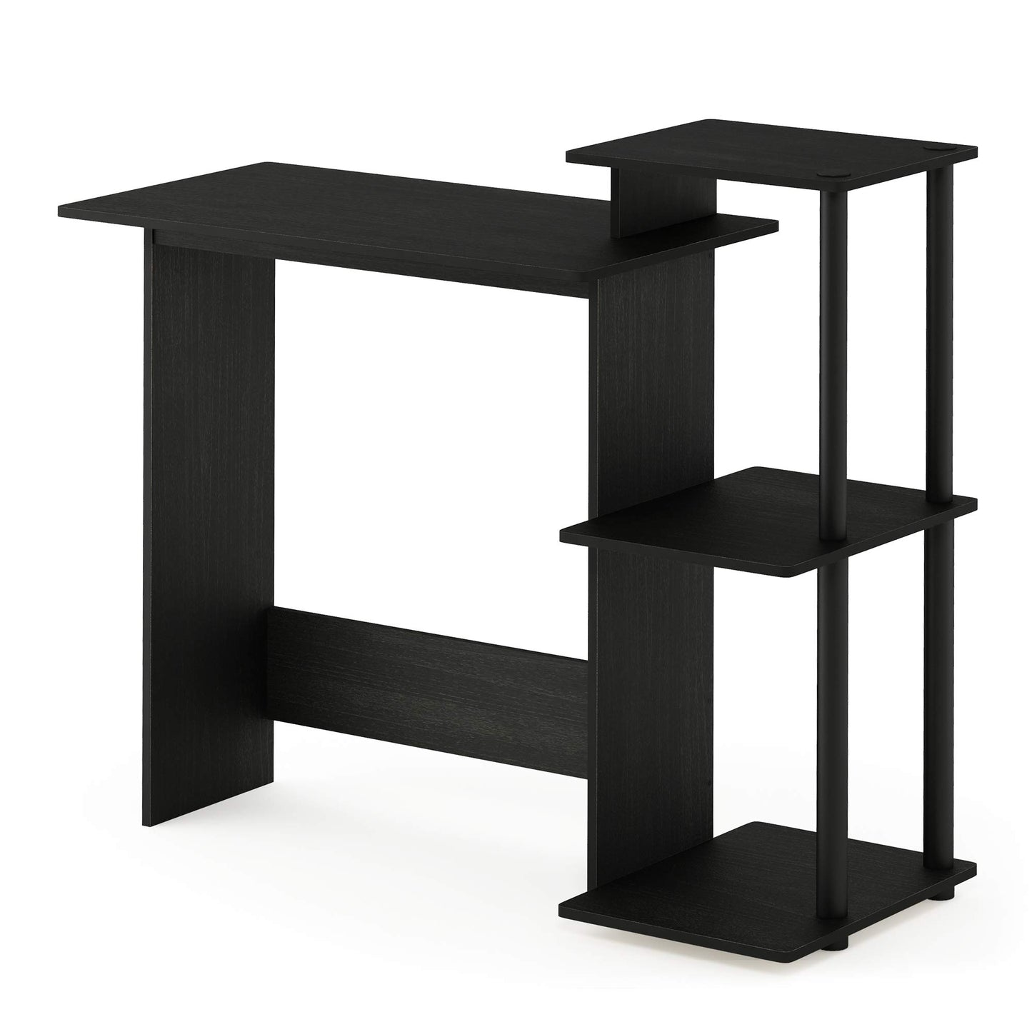 Furinno EFFICIENT Desk, 28.6" Wide Gaming Desk with 3 Open Side Shelves, Laptop Notebook Computer Desk, Office Desk for Home Office, Study Room, Dorm, Bedroom, Americano
