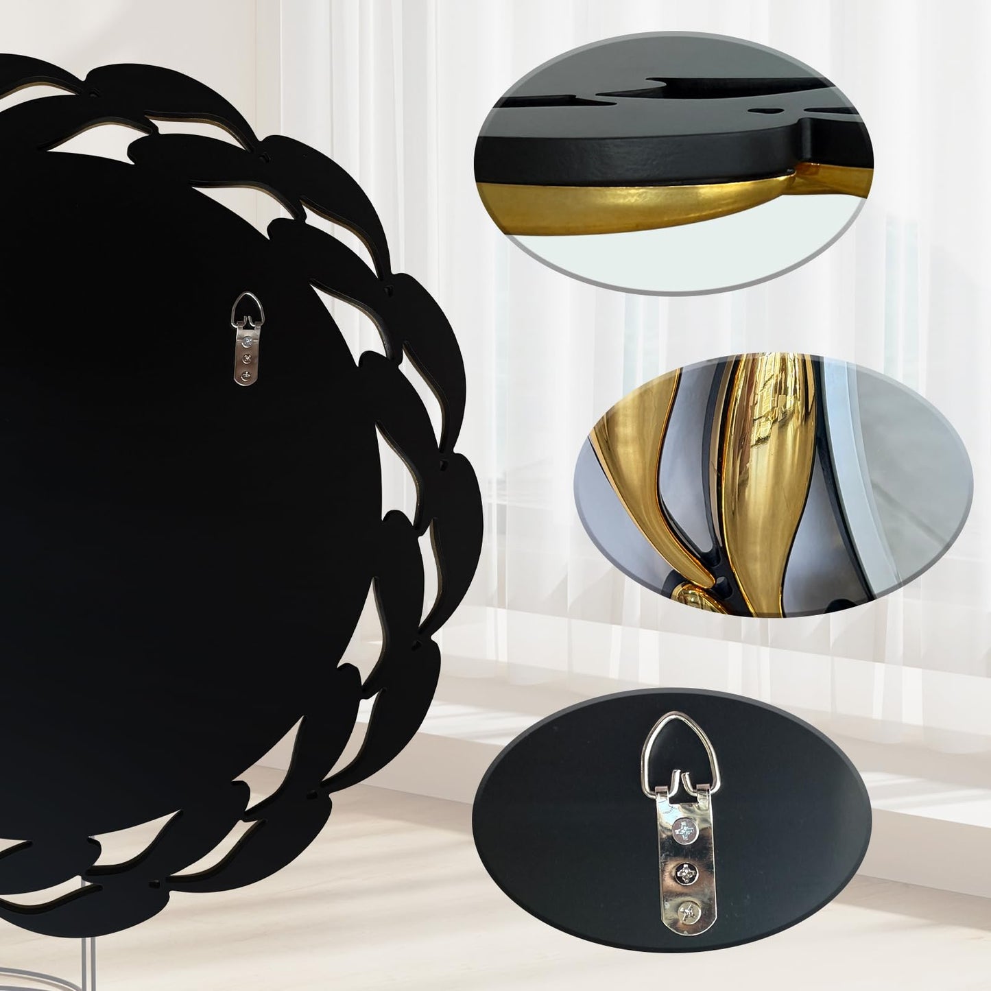 Scoffee 24 Inch Gold Round Wall Mirror Decorative Circle Bathroom Vanity Mirror Wall Mounted Mirrors for Living Room Bedroom Entryway