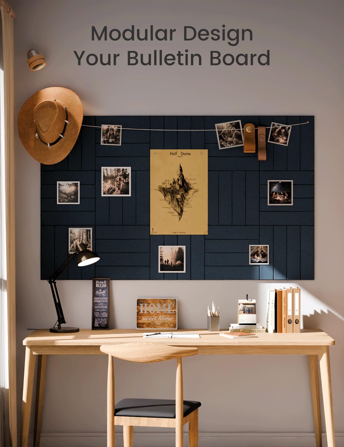 Large Felt Bulletin Board 48" x 36" Cork Board Alternative-12 Pack with 70 Safe Removable Adhesive Tabs, Cork Boards for Walls Cork Board for Home Office Classroom Pin Board-Carbon Blue