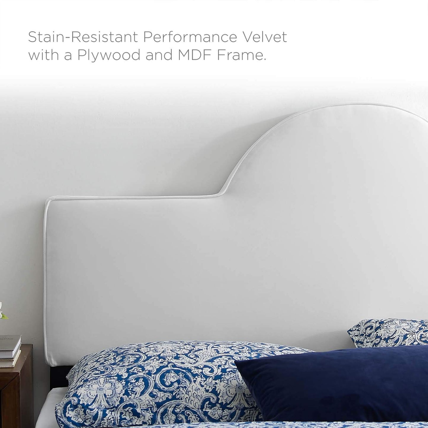 Modway MOD-6302-WHI Dawn Twin Performance Velvet Headboard, White