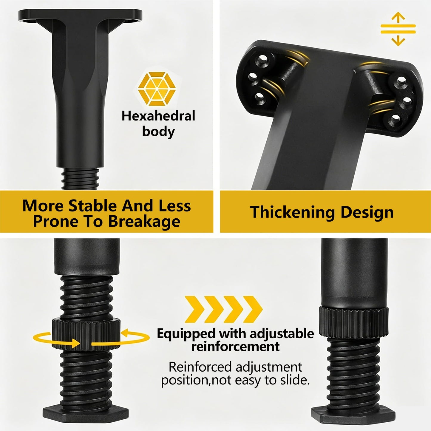 ARTiFiXPRO 2 Pack Adjustable Bed Support Legs (5.1" - 8.6") for Heavy Mattress Owners – Center Slat Replacement, Anti-Wobble Furniture Risers for Beds, Couch, Dresser, with Screws