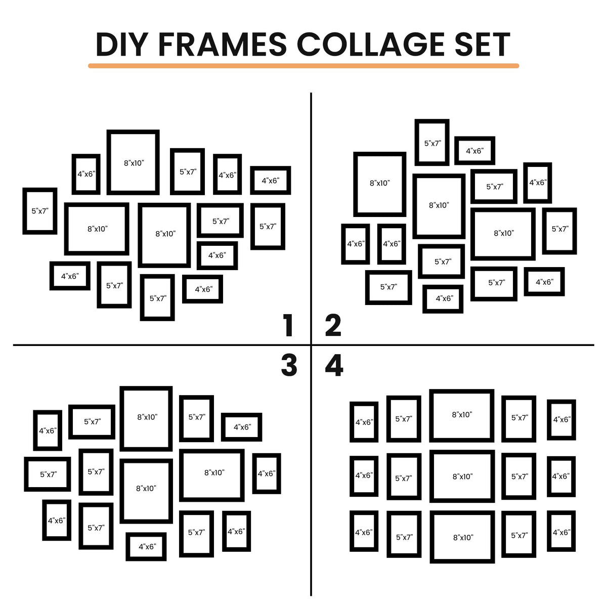 Venusmiles 15 Pack Picture Frames Collage Wall Decor, Gallery Frame Set for Wall Mounting or Tabletop Display, Multi Sizes Including 3pcs 8x10, 6pcs 5x7, 6pcs 4x6, Walnut