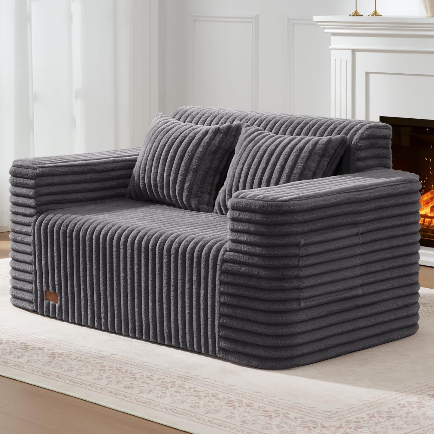 ZurNesfure Sofa Couch Cloud Loveseat, Memory Foam Couch with Pillow No Assembly Need, Modern Couch with deep seat and Washable Cover Boneless Sofas for Living Room Bedroom Apartment(Darkgrey,Loveseat)