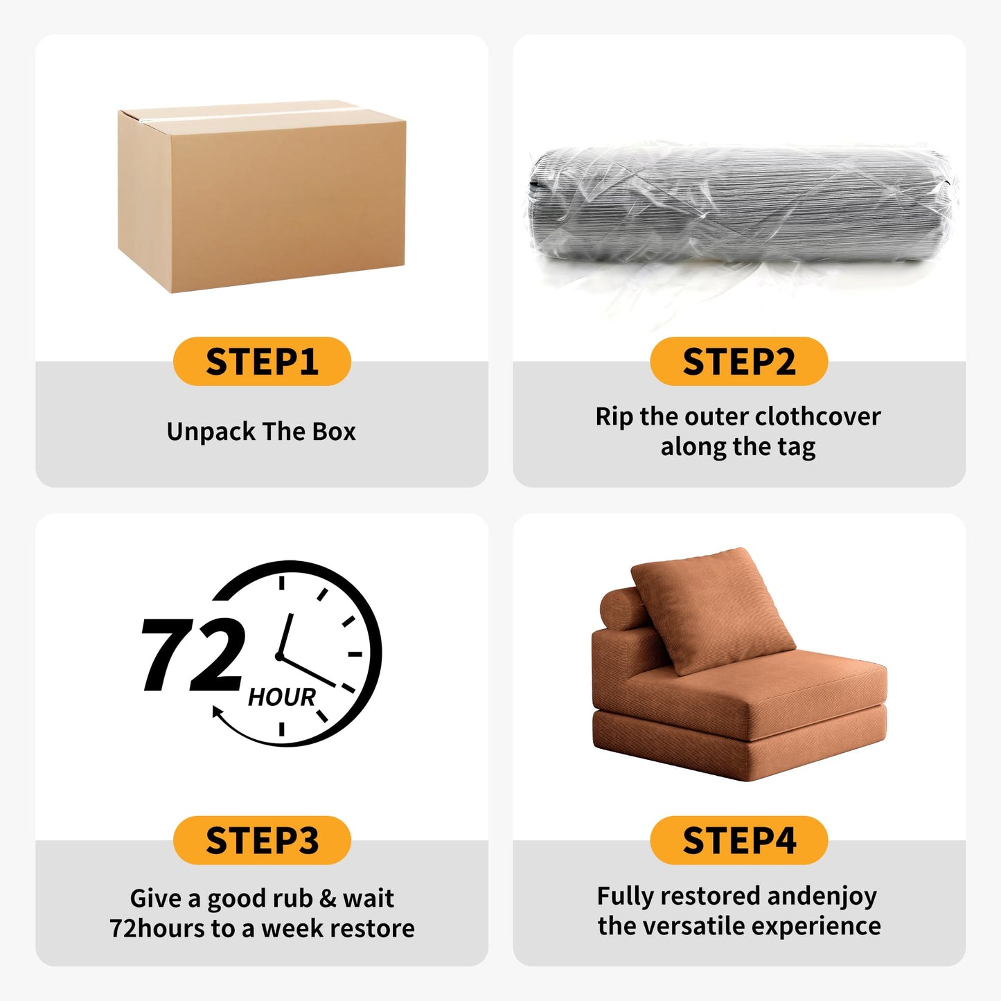 Lumbershed Folding Sofa Bed, 3-in-1 Convertible Sleeper Chair Bed with Pillows, Foldable Floor Couch with High-Density Foam, Futon Small Boneless Couch for Living Room Bedroom Lounge, Single, Brown