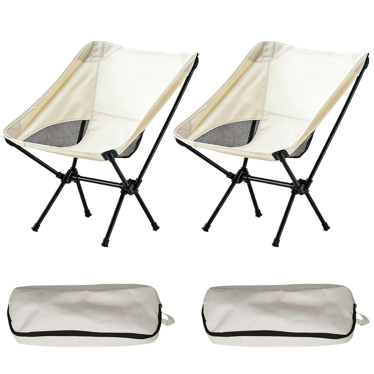 Wind Tour Portable Camping Chair Lightweight Foldable Outdoor Chair for Hiking Camp Backpacking Lawn Beach Fishing Picnic with Carry Bag (White-2)