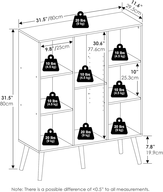 Furinno Claude Mid Century Style Book Shelf, 8-Cube Bookshelf, Cube Storage