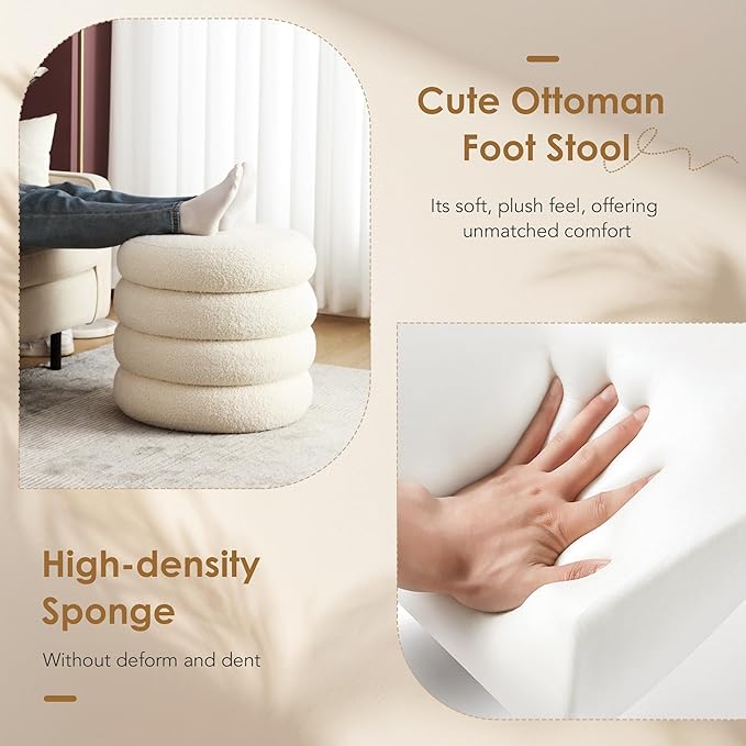 Flouki 19.5" Storage Ottoman Round, Vanity Stools
