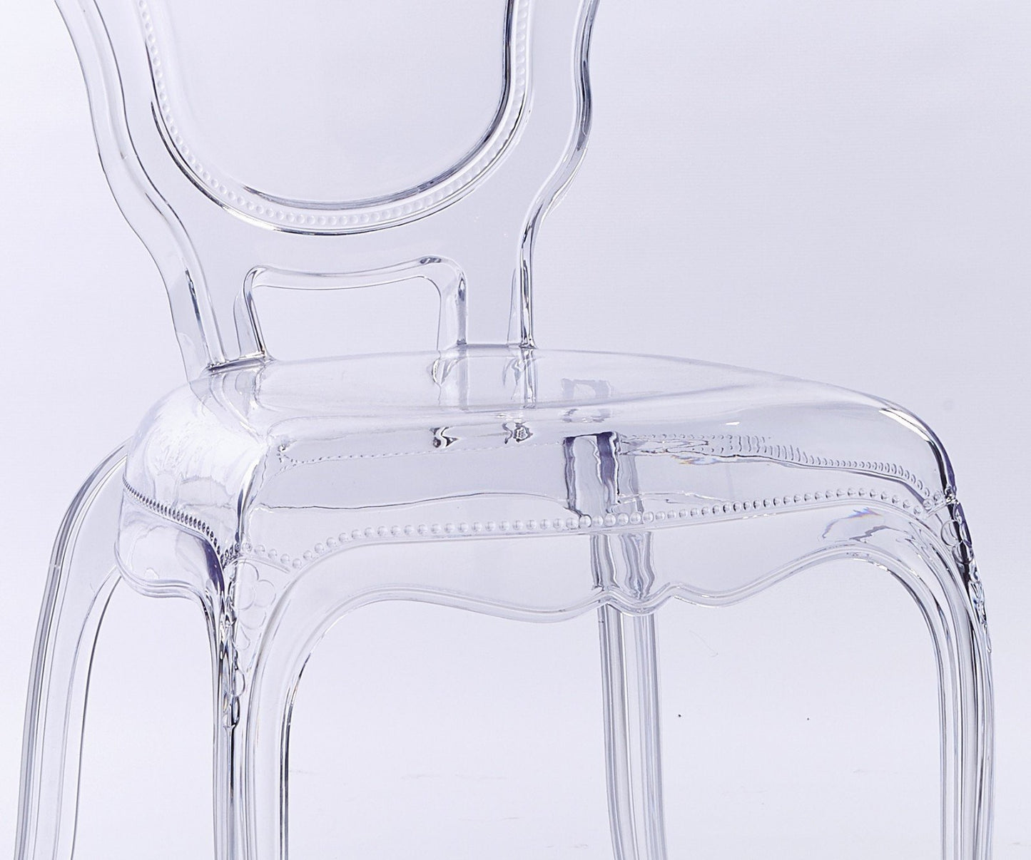 2xhome Set of 2 Stackable Ghost Dining Chairs | Clear Transparent Vanity Armless Chair | Louis Belle Style for Kitchen Patio Indoor Outdoor (Clear)