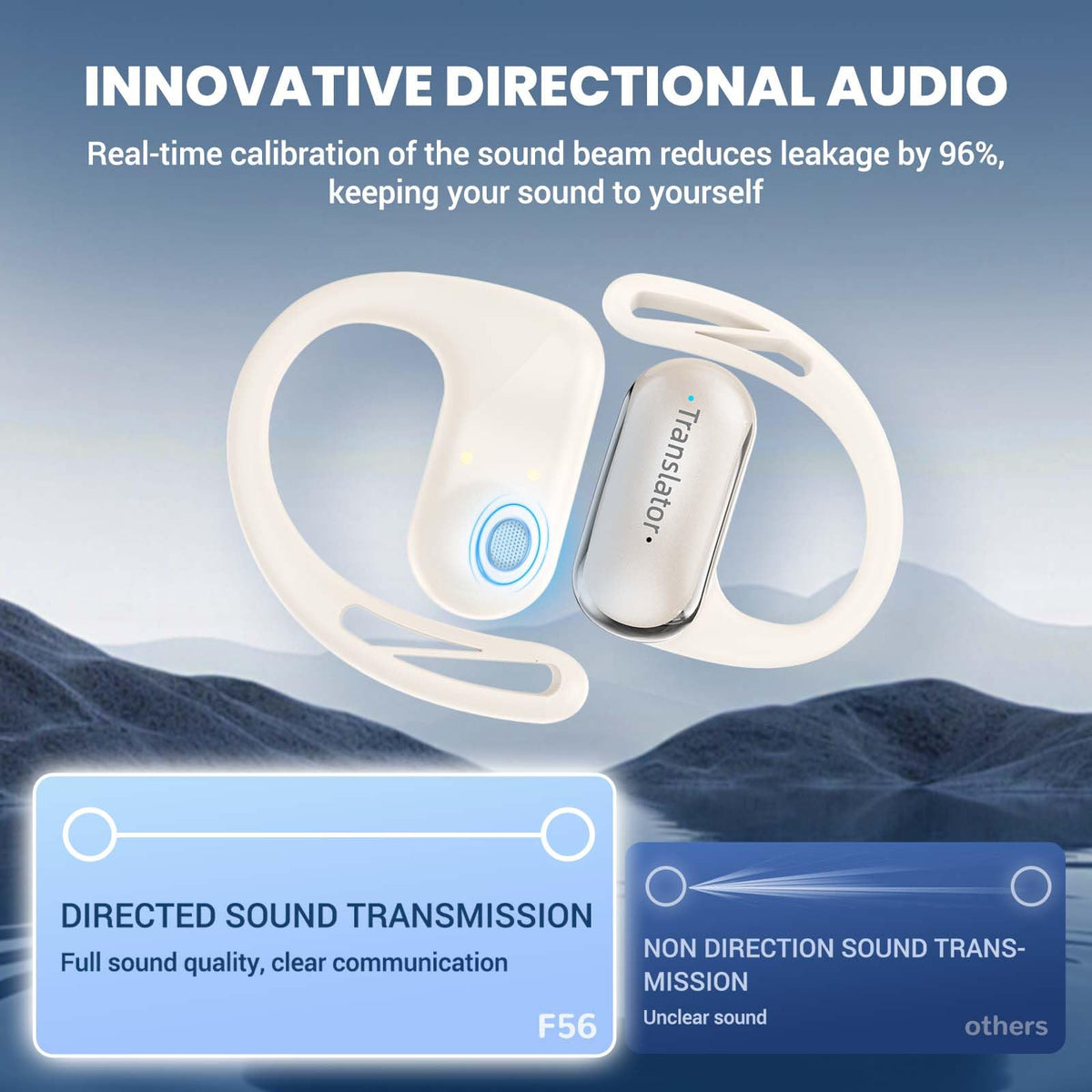 ANFIER AI Translator Earbuds Translation Earbuds Real-Time 98% Accuracy 0.5s Response |Lifetime Free Offline Translation(8 Languages) & Online Translation(144 Languages) AF56 Beige