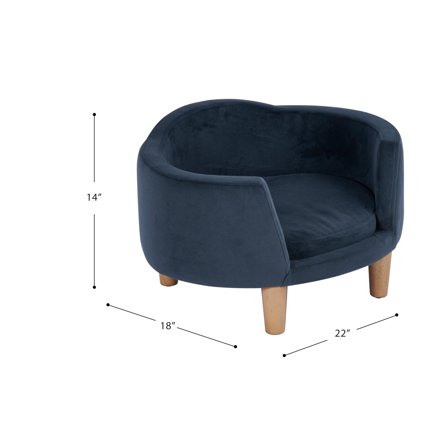 HomePop Curved Upholstered Pet Bed - Blue Velvet