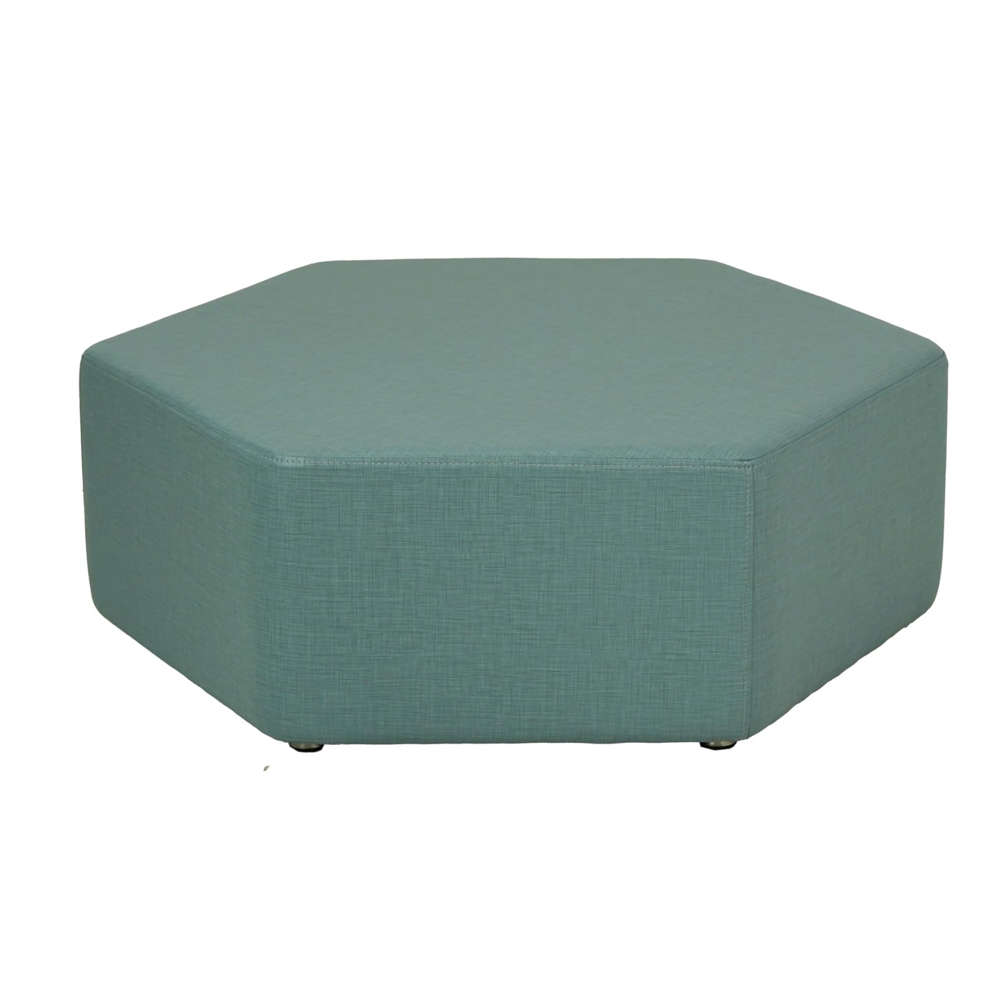 FDP Pro Series Hexagon Accent Ottoman (12" Height) Hand Upholstered Commercial Furniture for Hotel Lobby, Office, Restaurant, Home Collaborative and Configurable Seating - Sky Blue Crosshatch
