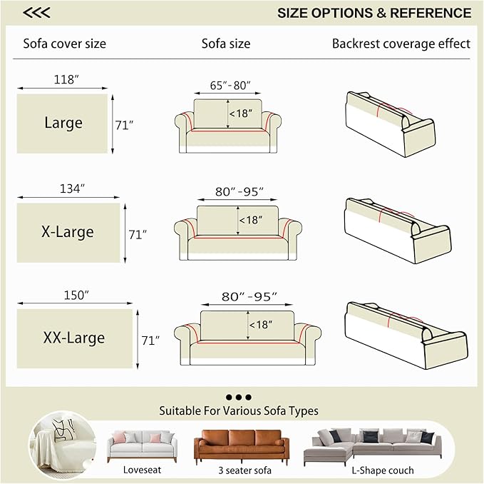 DREAMINGO Modern Minimalism Couch Cover Pets Loveseat Protector Cream White
